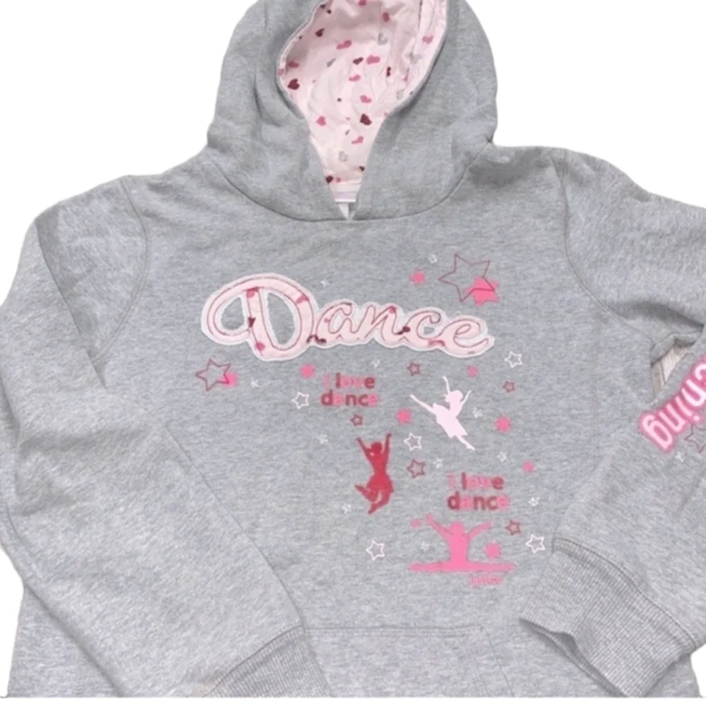 Justice grey dance sweatshirt hooded size XLarge/16 girls